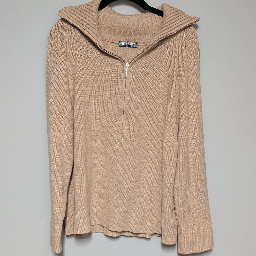 BTFBM Elegant Beige Cowl Neck Sweater